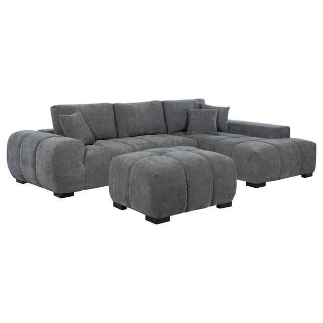 Octavia Charcoal Gray Upholstered Sectional Chaise Sofa