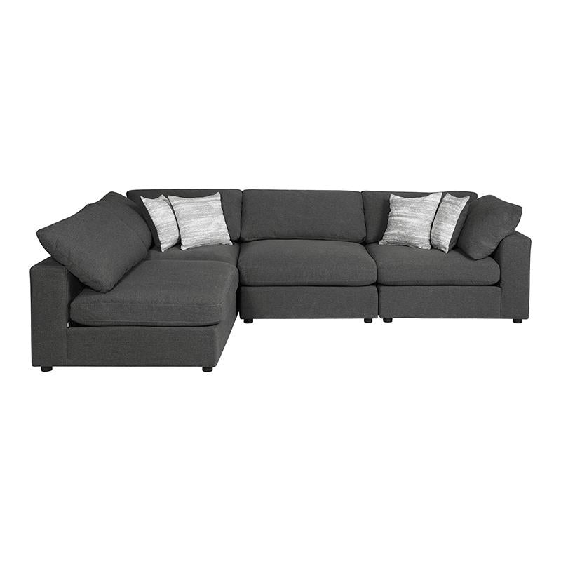 Serene Charcoal Upholstered 4-Piece Modular Sectional