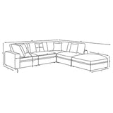 Serene Beige 4-Piece Upholstered Modular Sectional with Ottoman