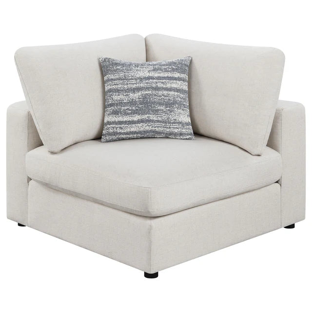 Serene Beige 4-Piece Upholstered Modular Sectional with Ottoman