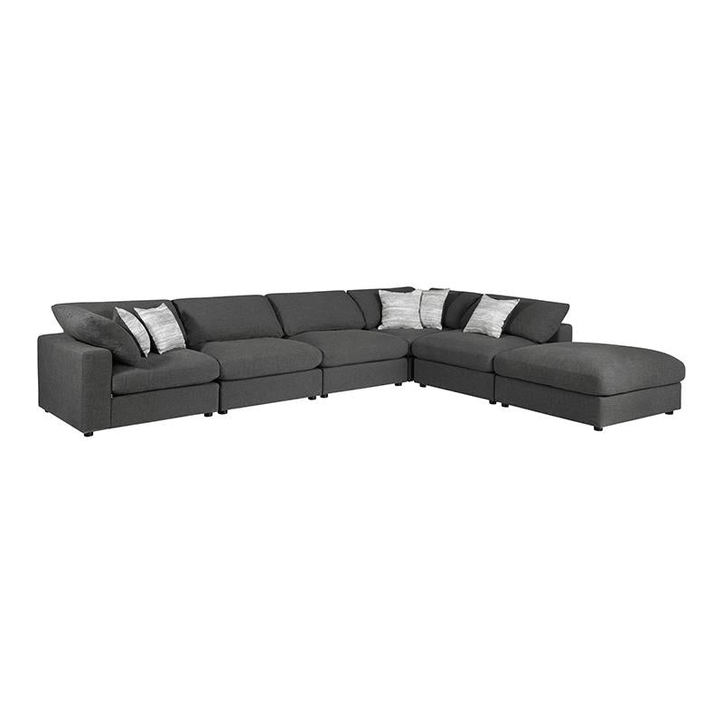 Serene Charcoal Upholstered 6-Piece Modular Sectional