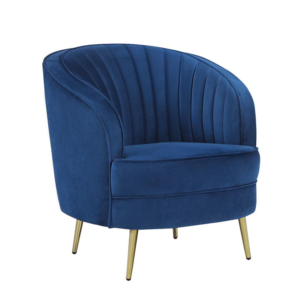 Sophia Blue Upholstered Vertical Channel Tufted Chair