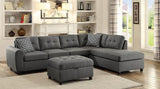 Stonenesse Gray Upholstered Tufted Sectional with Storage Ottoman