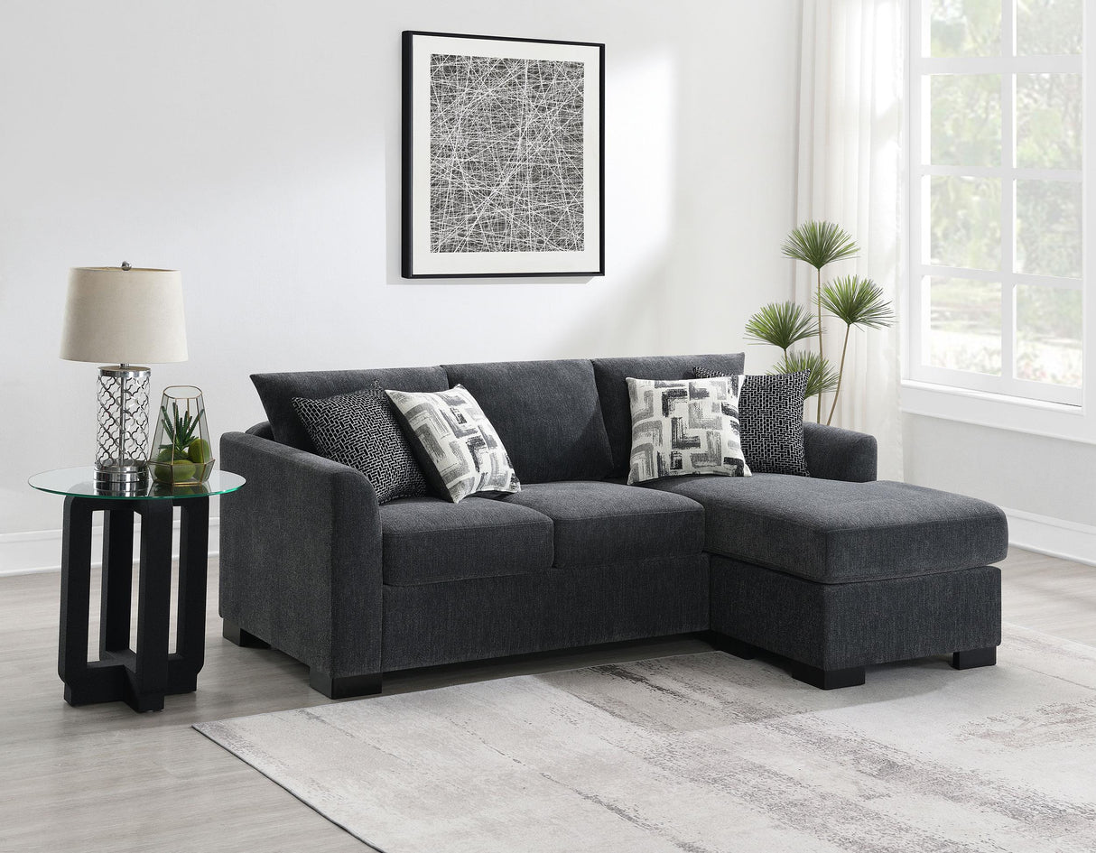 Storey Dark Gray Upholstered Sleeper Sectional Chaise Sofa