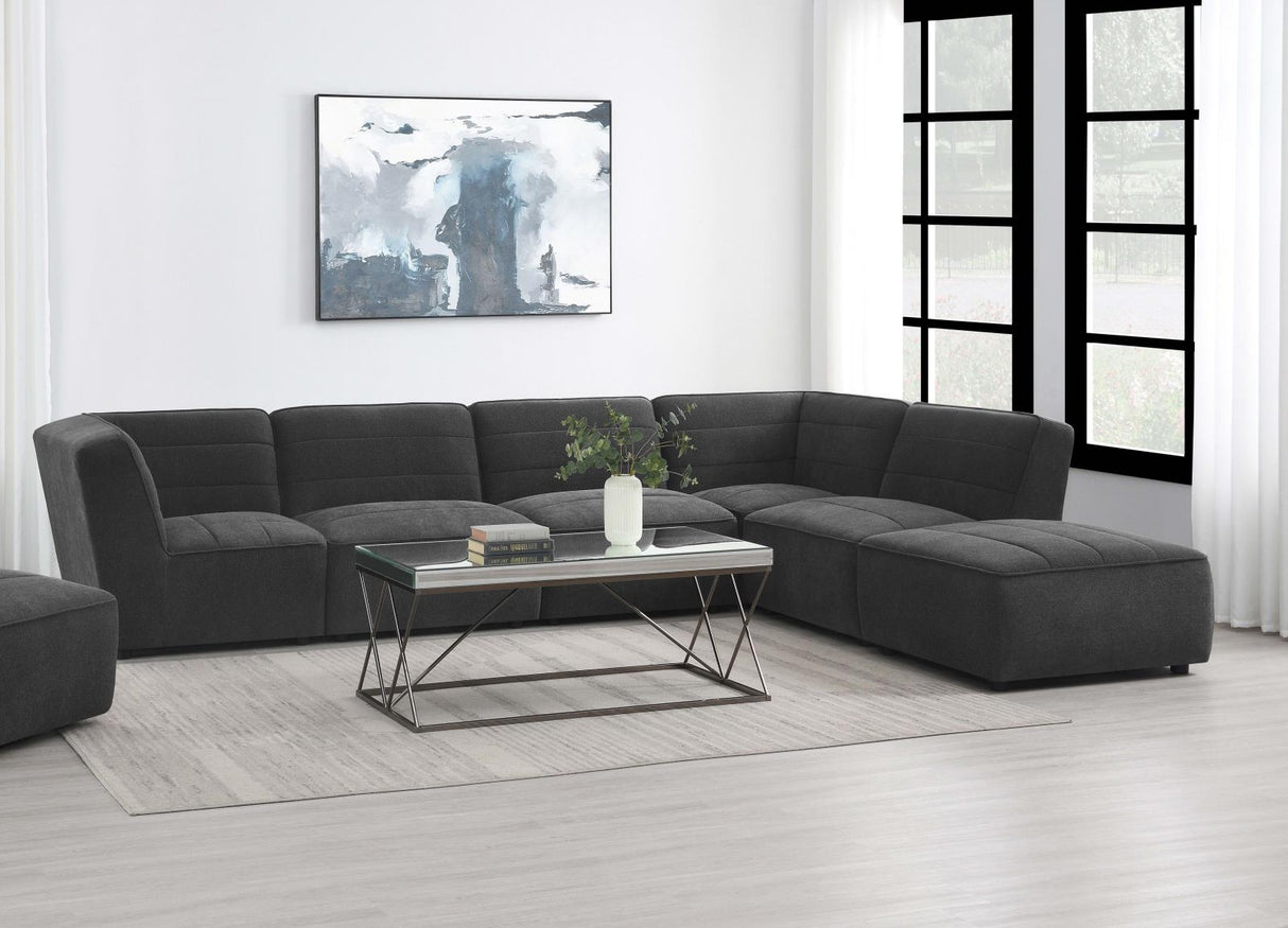 Sunny Dark Charcoal Upholstered 6-Piece Modular Sectional