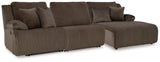 Top Tier Chocolate 3-Piece RAF Chaise Reclining Sectional
