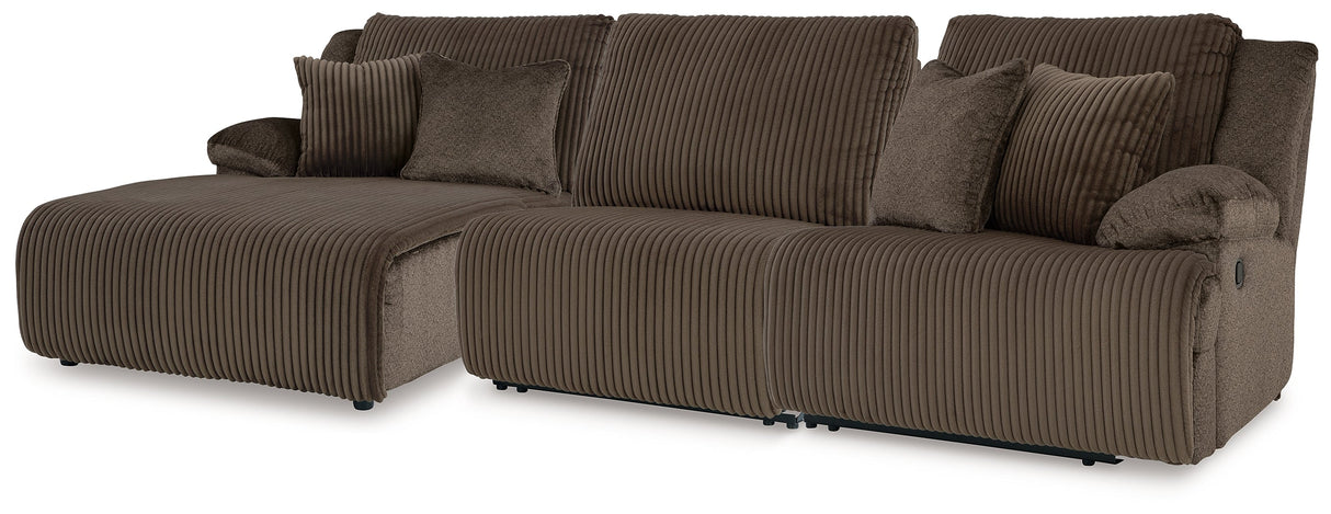 Top Tier Chocolate 3-Piece LAF Chaise Reclining Sectional