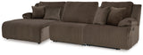Top Tier Chocolate 3-Piece LAF Chaise Reclining Sectional