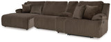 Top Tier Chocolate 4-Piece LAF Chaise Reclining Sectional