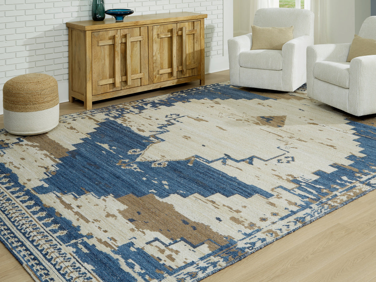 Varnler Blue/Brown/Tan Extra Large Rug