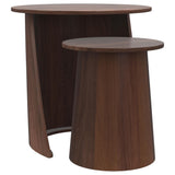 Yency Mango Brown 2-Piece Solid Wood Round Nesting Table