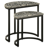Zakiya Black and White 2-Piece Demilune Nesting Table