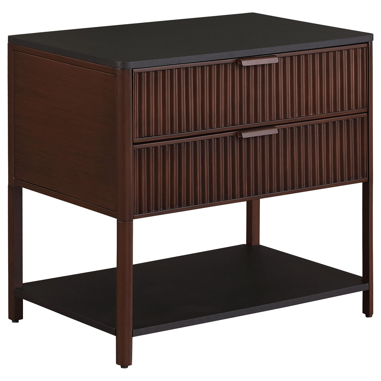 Zimmerlee Rust Brown 2-Drawer Side Table with Shelf